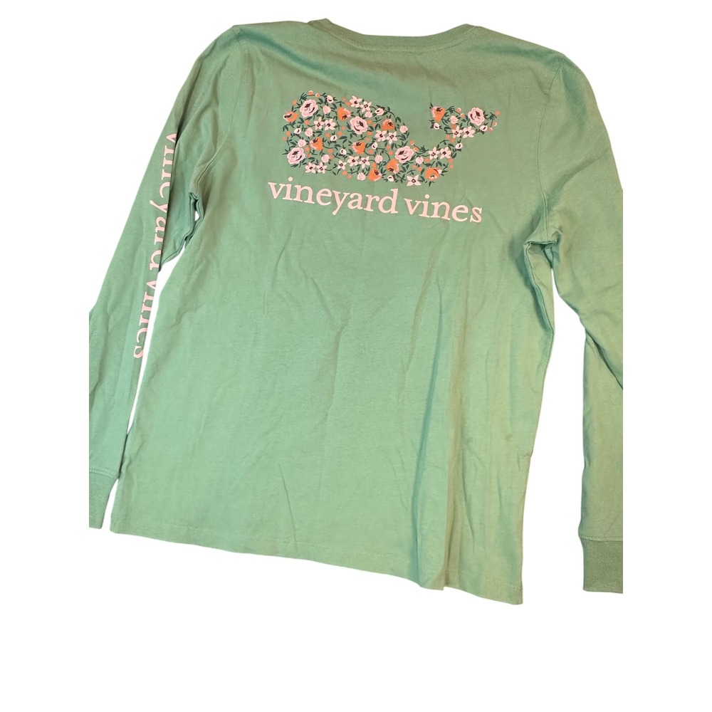 Vineyard Vines Womens Sage Lydia Ditsy Whale Fill LS Pocket T-Shirt 2V003534-387 - Picture 8 of 9